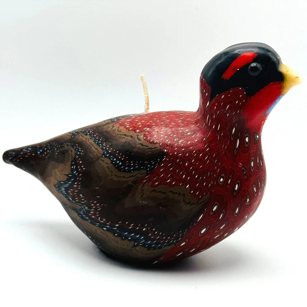 Vintage Hand Painted Pheasant Wax Candle Game Bird Figurine Hunting Cabin Decor